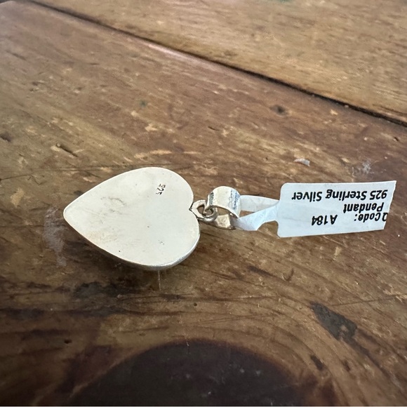 NWT Heart-Shaped Sterling Silver 925 Pendant with Turquoise and Marble Matrix - Picture 10 of 10